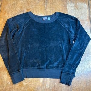 Zella Velvet Black Crew Neck Sweatshirt Size Medium